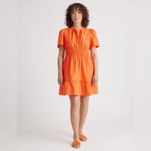 Quince 100% Organic Poplin Tiered Dress in Vermilion Red Size XL